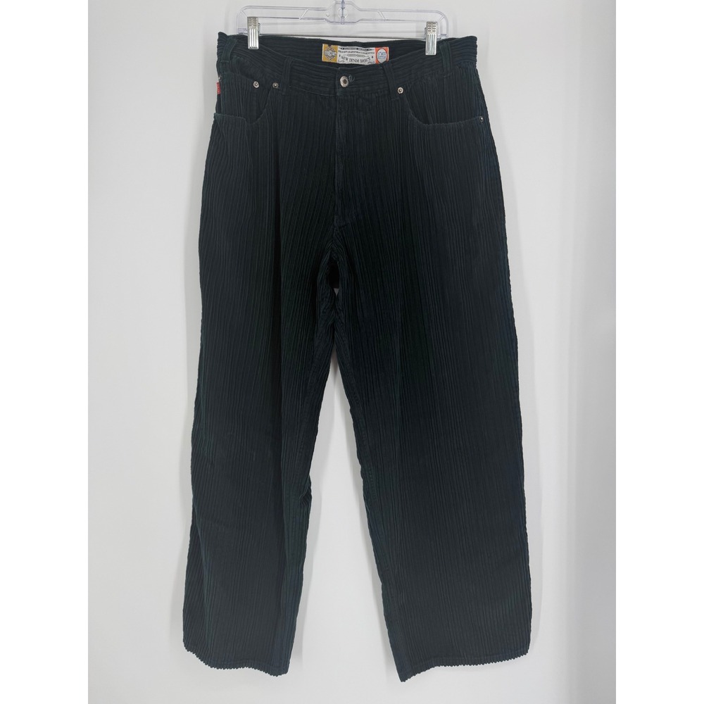 Bugle Boy Mens Corduroy Pants 36x30 Green Vintage Wide Leg Baggy Skater 90s Y2K